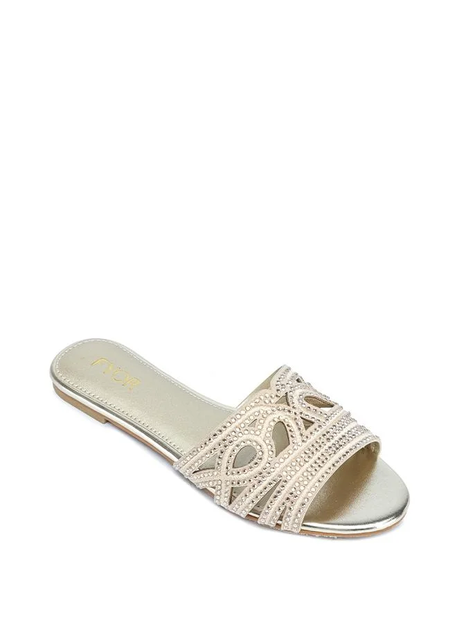 فايور Embellished Lattice Strap Flat Sandal MY 414