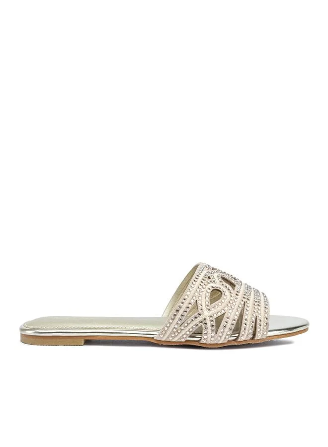 فايور Embellished Lattice Strap Flat Sandal MY 414