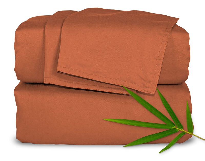 Pure Bamboo King Sheets by Pure Bamboo Genuine 100 Organic Viscose Derived from Bamboo Bed Sheet Set Luxuriously Soft  Cooling Double Stitching Lifetime Quality Promise King Terracotta 