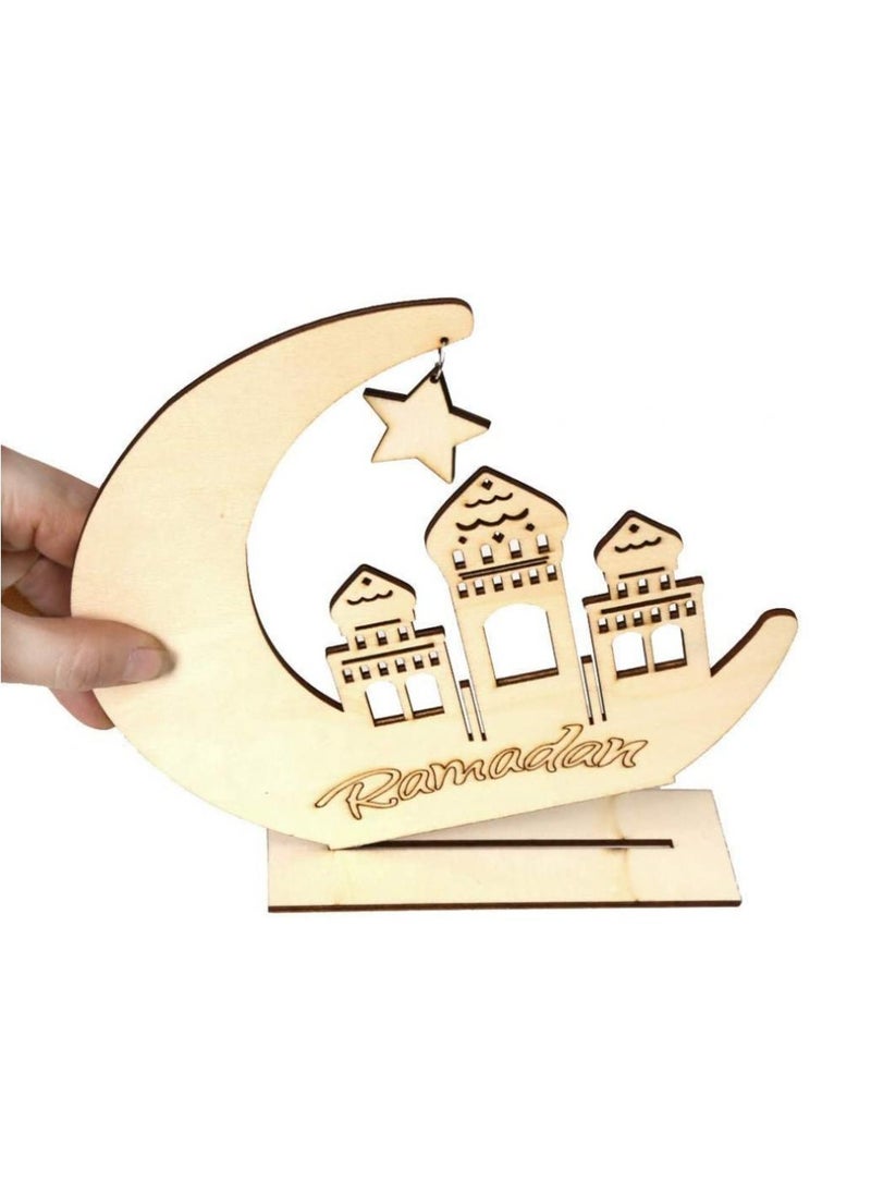 AIWANTO Ramadan Mubarak Mosque Wood Decoration  - Image 1