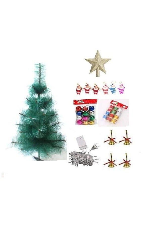The awaited Christmas trees, the green hedgehog tree, the tree with the soft metal pole in movement and the iron seat, size 90 cm + a set of toys decorating the trees, 30 pieces + a 10 meter light rope - Image 2