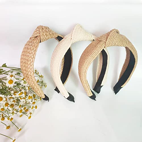 Lvyeer 3 pack Straw Headbands Fashion Rattan Wide Head Band Boho Headband Summer Bohemian Woven Hair Head Bands Hair Band for Woman Girl Hair Accessories - Image 4
