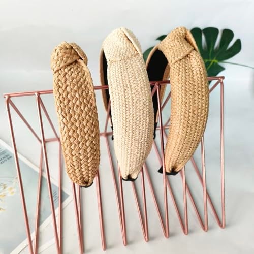 Lvyeer 3 pack Straw Headbands Fashion Rattan Wide Head Band Boho Headband Summer Bohemian Woven Hair Head Bands Hair Band for Woman Girl Hair Accessories - Image 2