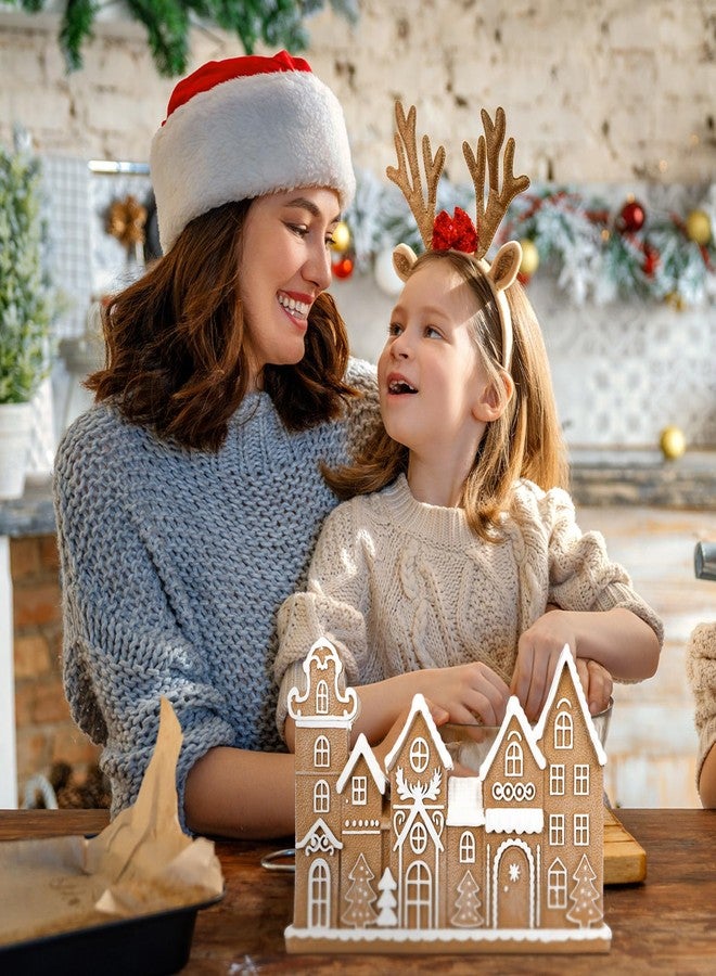 Yookeer زينة عيد الميلاد من يوكير، منزل خبز الزنجبيل، ديكور منزل خبز الزنجبيل من الراتنج، تماثيل قرية خبز الزنجبيل القابلة للتحصيل، قطعة مركزية لعيد الميلاد للطاولة والرف، ديكور منزلي للمطبخ في عيد الميلاد - Image 5