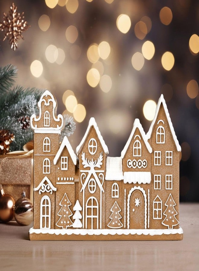 Yookeer زينة عيد الميلاد من يوكير، منزل خبز الزنجبيل، ديكور منزل خبز الزنجبيل من الراتنج، تماثيل قرية خبز الزنجبيل القابلة للتحصيل، قطعة مركزية لعيد الميلاد للطاولة والرف، ديكور منزلي للمطبخ في عيد الميلاد - Image 4