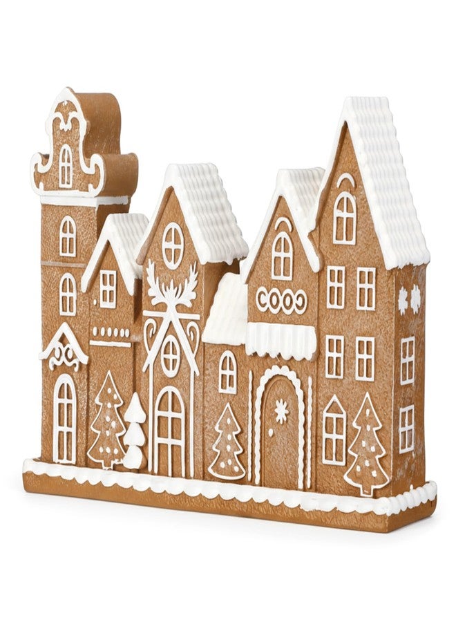 Yookeer زينة عيد الميلاد من يوكير، منزل خبز الزنجبيل، ديكور منزل خبز الزنجبيل من الراتنج، تماثيل قرية خبز الزنجبيل القابلة للتحصيل، قطعة مركزية لعيد الميلاد للطاولة والرف، ديكور منزلي للمطبخ في عيد الميلاد - Image 1