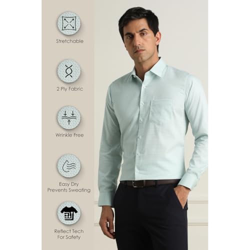 Van Heusen Men Cotton Slim Fit Shirt (VHSFMSLBW22732_Light Green, 42 - Image 2