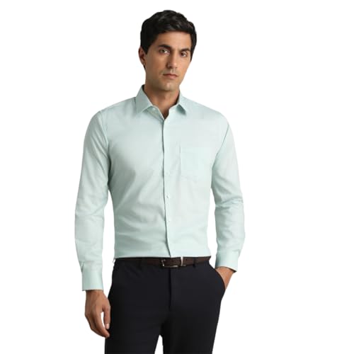 Van Heusen Men Cotton Slim Fit Shirt (VHSFMSLBW22732_Light Green, 42 - Image 1