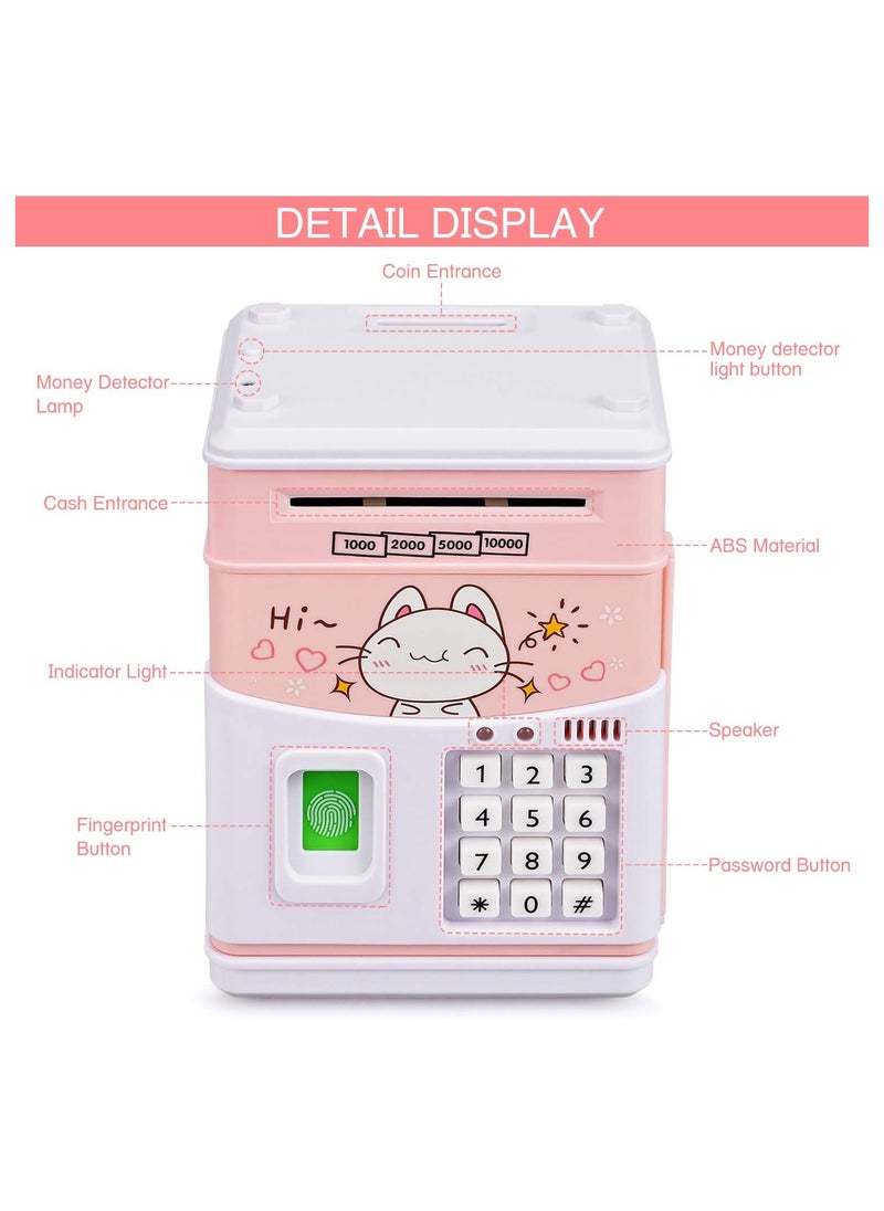 Generic Electronic Cat Piggy Bank for Kids Cash Cartoon ATM Money Saver Bank for Kids with Password,Fingerprint & Music Great Gift Toy for Kids Children (Pink-cat)  - Image 3
