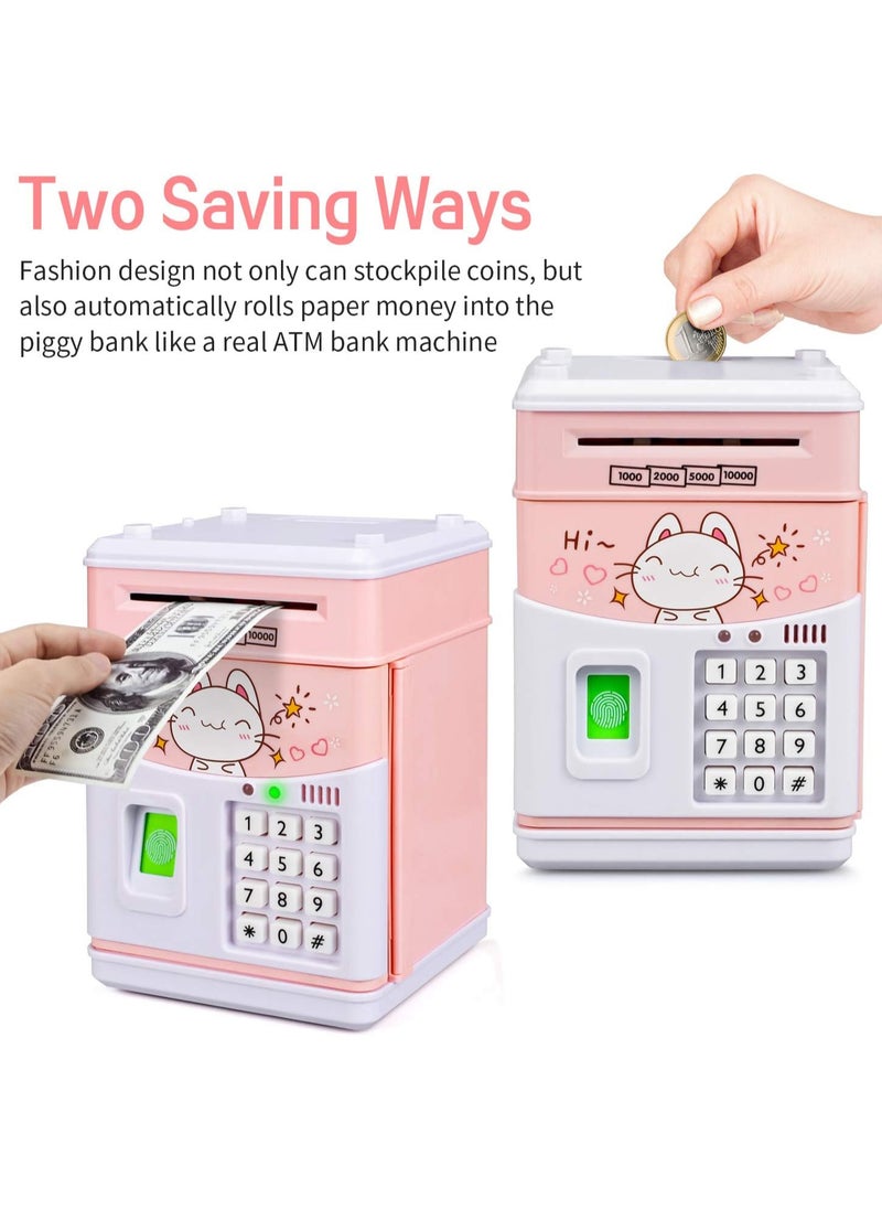 Generic Electronic Cat Piggy Bank for Kids Cash Cartoon ATM Money Saver Bank for Kids with Password,Fingerprint & Music Great Gift Toy for Kids Children (Pink-cat)  - Image 4