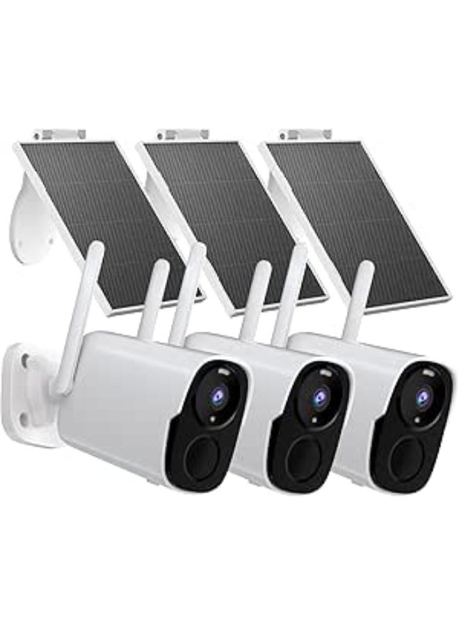 3-Pack Wireless Solar Security Cameras 2K – Battery-Powered Outdoor WiFi Surveillance with Color Night Vision, AI Motion Detection, 2-Way Audio, 120° View, IP66 Waterproof - Image 1