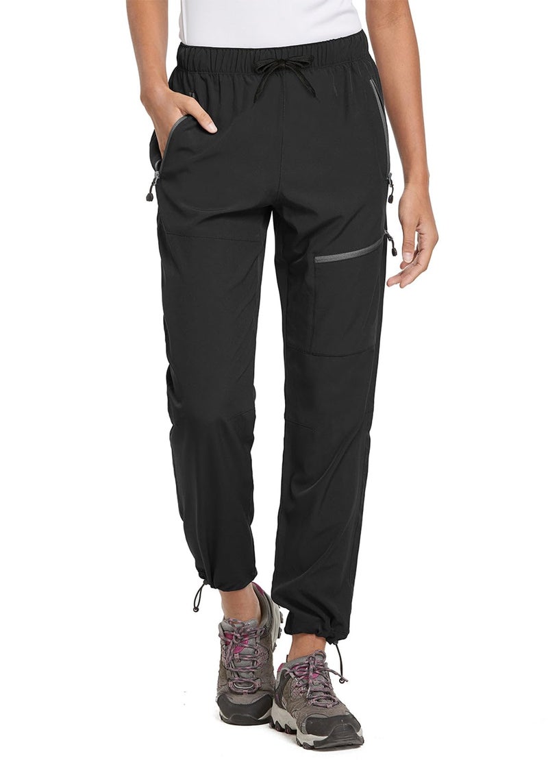 baleaf Cargo Pants for Women Petite Joggers Lightweight Quick Dry Pant Water Resistant 27'' Travel Workout Athletic Black Size L - Image 1