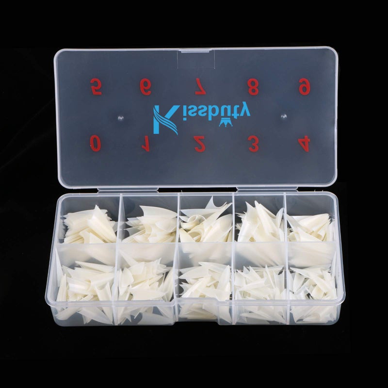 Kissbuty 500 PCS Stiletto Nails Natural Color Sharp Ending False Acrylic Nail Art Tips 10 Sizes With Box Perfect Length for Nail Salons and DIY Nail Art at home (Natural Stiletto Nail Tips) - Image 2