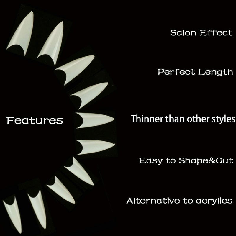 Kissbuty 500 PCS Stiletto Nails Natural Color Sharp Ending False Acrylic Nail Art Tips 10 Sizes With Box Perfect Length for Nail Salons and DIY Nail Art at home (Natural Stiletto Nail Tips) - Image 4