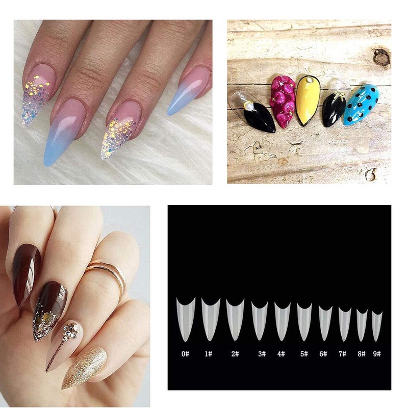 Kissbuty 500 PCS Stiletto Nails Natural Color Sharp Ending False Acrylic Nail Art Tips 10 Sizes With Box Perfect Length for Nail Salons and DIY Nail Art at home (Natural Stiletto Nail Tips) - Image 5