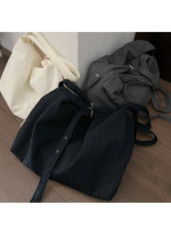 Korean Stripe Canvas Hobo Lazy Style Versatile Messenger Backpack Black