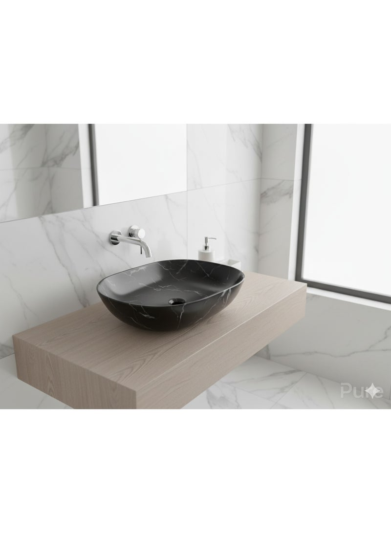 بيور PURE - حوض رخامي مستدير - أسود - Image 1