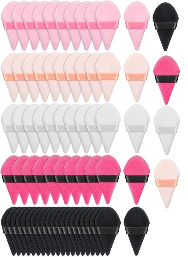 DATNASAYAD 69 Pieces Triangle Cosmetic Loose Powder Puffs Washable Reusable Soft Plush Foundation Sponge for Face Body Wet Dry Makeup Tool- Multicolor Pack of 69 - Image 1