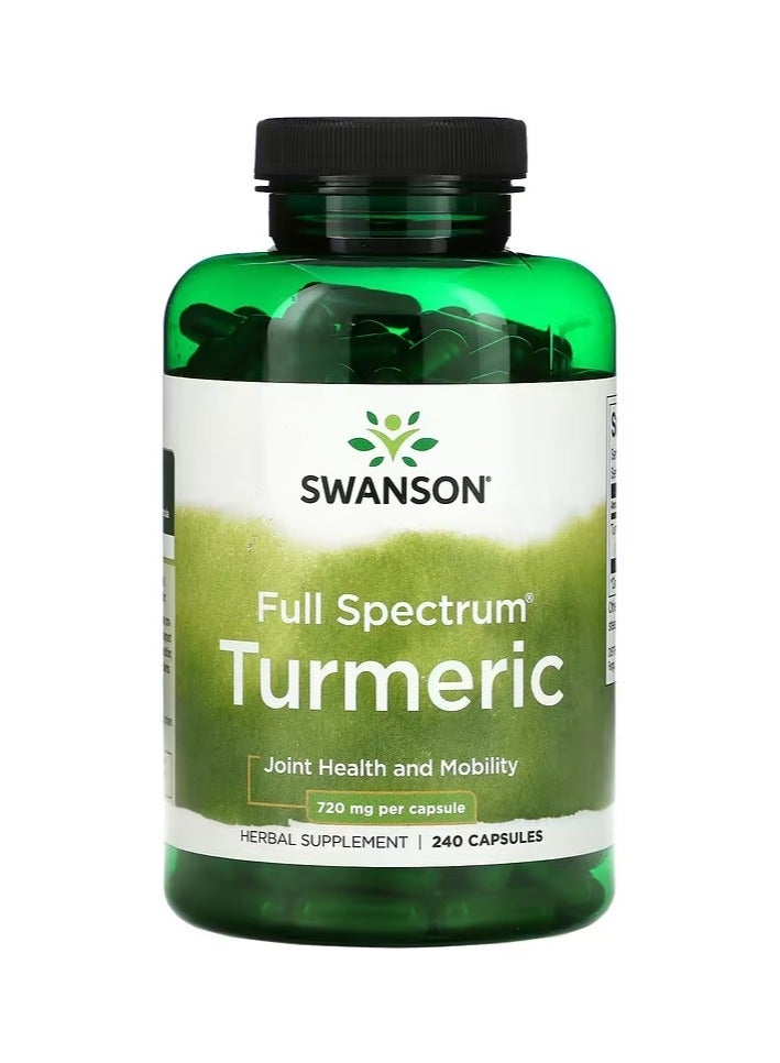 SWANSON Turmeric Capsules, Multiple Benefits,Joint Health And Movement,Liver And Digestive System Support, 240 Capsules - 720 Mg Per Capsule - Image 1