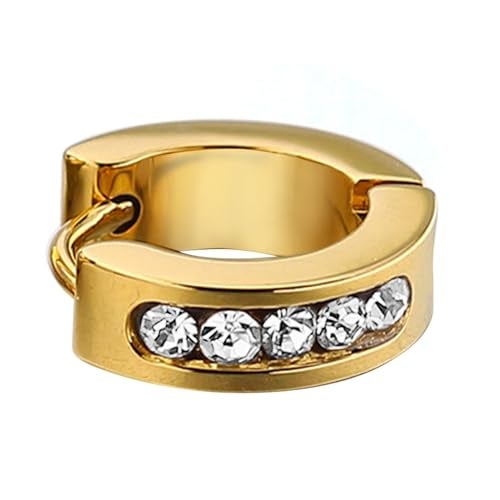 Peora Gold Plated Cubic Zirconia Studded Hoop Huggie Bali Earrings Fancy Stylish Jewellery for Men & Boys (1 Pc.) - Image 4