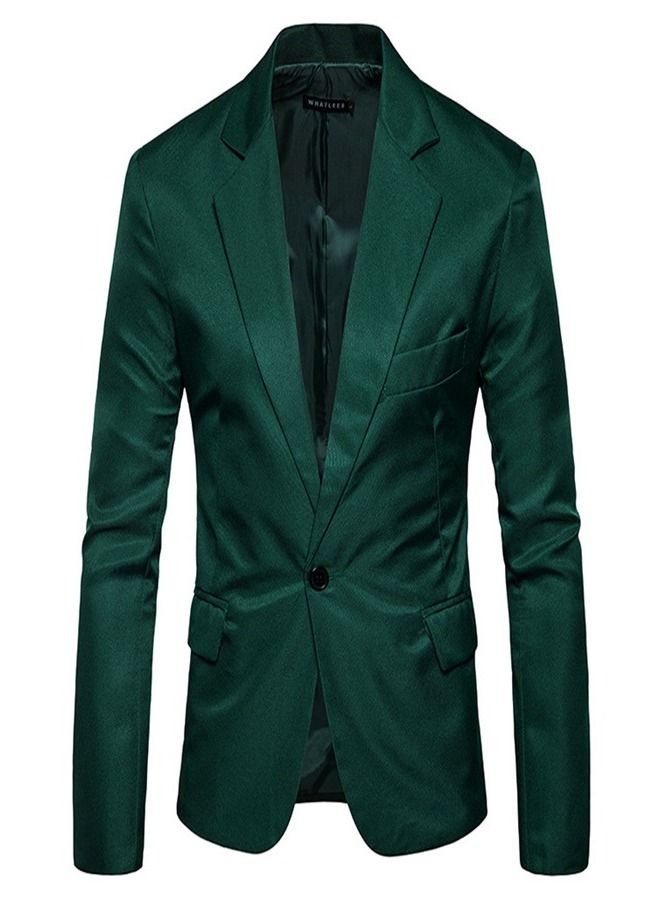 Loquat Men's Korean Slim Solid Suit Green - Image 1