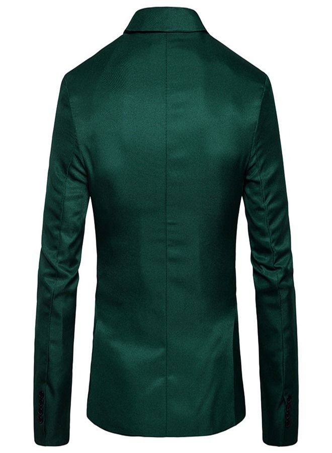 Loquat Men's Korean Slim Solid Suit Green - Image 3