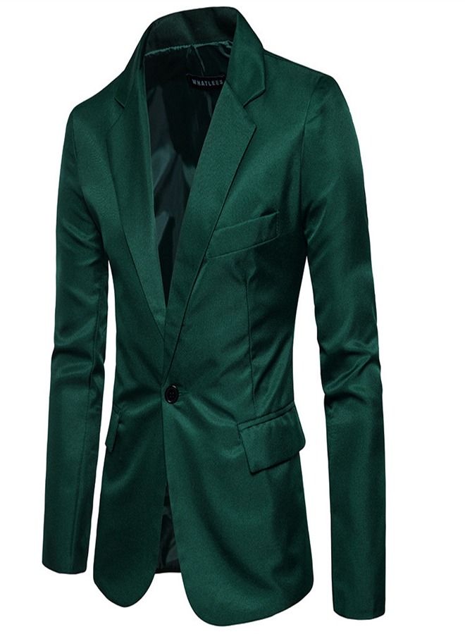 Loquat Men's Korean Slim Solid Suit Green - Image 2