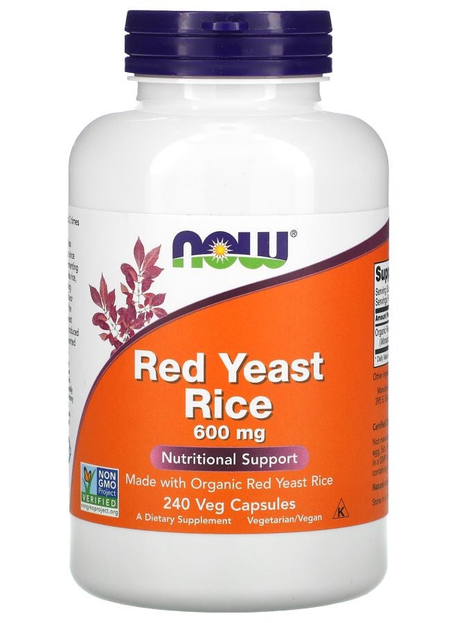 now Red Yeast Rice 600 mg 240 Veg Capsules