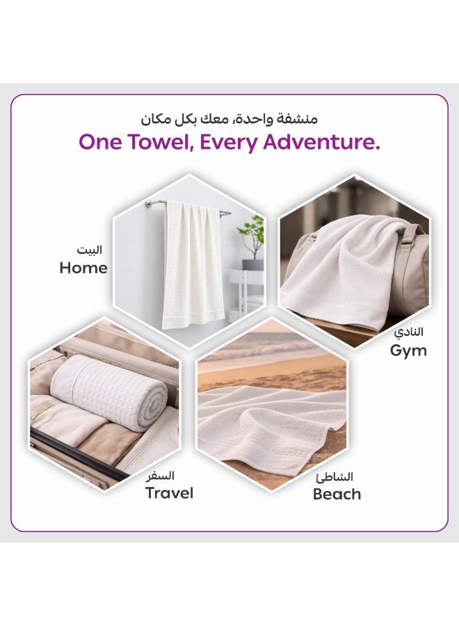دوناتيلا مناشف يد (عبوة من 4 قطع، 50 × 90 سم) – مايكروفايبر 310 GSM بنسيج وافل – فائقة النعومة وعالية الامتصاص وسريعة الجفاف، خفيفة الوزن بلون سادة للحمام، الجيم، السبا والسفر. - Image 4