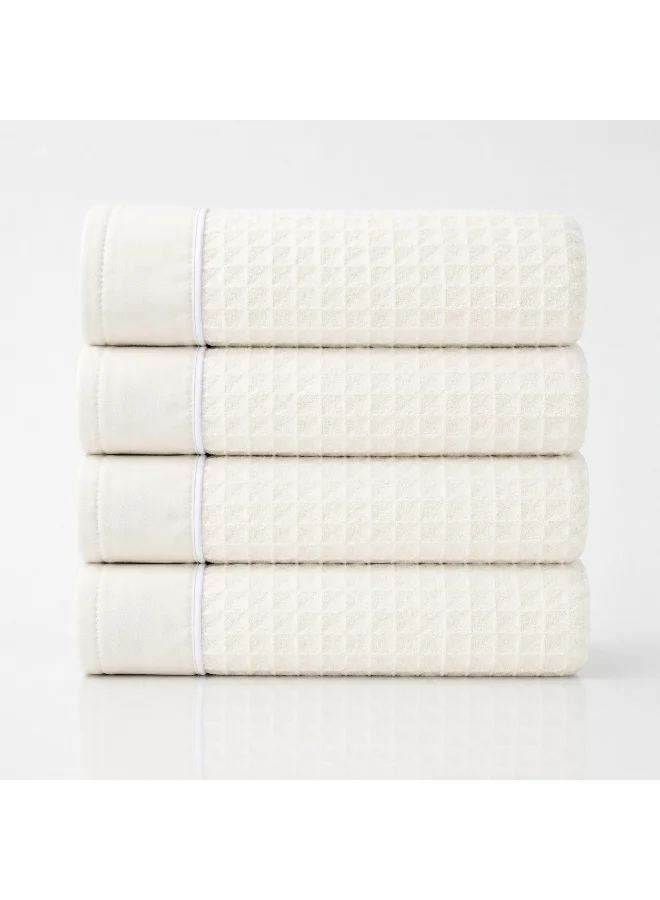 Donetella Hand Towels (Pack of 4, 50x90 cm) – Microfiber 310 GSM Waffle Weave Ultra Soft & Highly Absorbent Quick Dry , Lightweight Solid Hand Towel for Bathroom, Gym, Spa & Travel.
