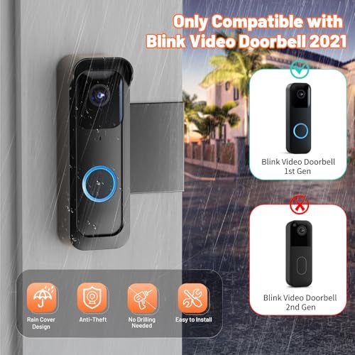Satisure Blink Doorbell Mount, Anti-Theft Doorbell Mount for Blink Video Doorbell 1st Gen(Not for 2nd Gen), No Block Sensor & Night Vision, Blink Doorbell Camera Mount Bracket with Rain Cover - Image 2