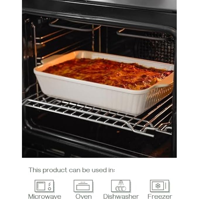 rayihni Casserole Dish 30X17Cm Ceramic Baking Dish Large Lasagna Pan Deep For Oven Baking Pan With Handles Oven Safe And Durable Bakeware For Lasagna MotherS Day Gifts - Image 5