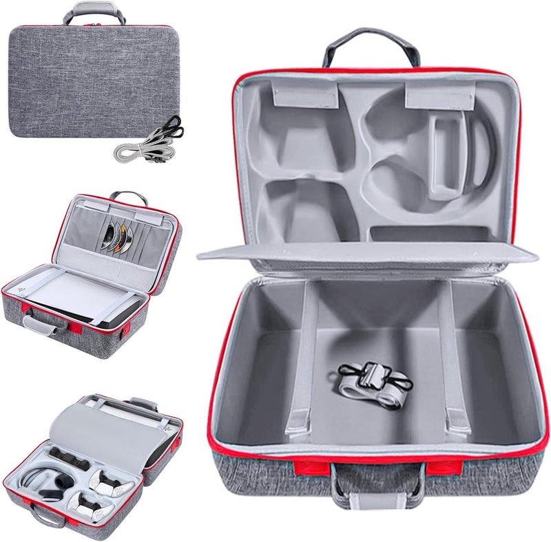 SCIENISH Hard Shell Carrying Case Compatible with PS5, PS5 Pro, Travel Protective Bag Suitable for Playstation 5 Discs Digital Edition, Console, Controllers, Headset and Gaming Accessories (Grey) - Image 1