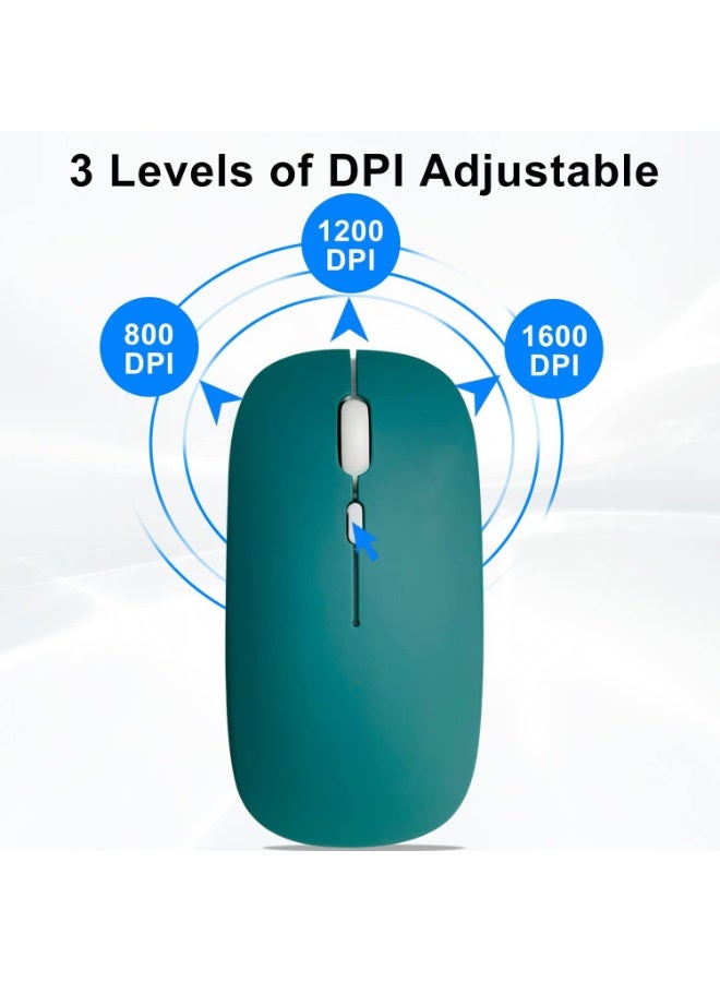 Wireless Bluetooth Mouse for iPad/MacBook Pro/Air/Laptop/pc Rechargeable Silent Mouse Portable Slim for Surface Pro/Lenovo/Samsung Tablet (Jade Green) - Image 5