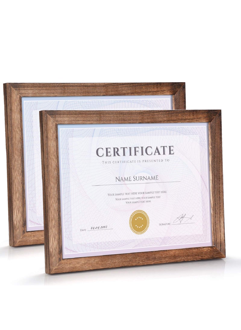 Emfogo Emfogo Certificate Frames 85 x 11 Picture Frames Diploma Frame with Stand Rustic Wood Document Frame with High Definition Glass for Wall or Tabletop Display Set of 2 Carbonized Black 