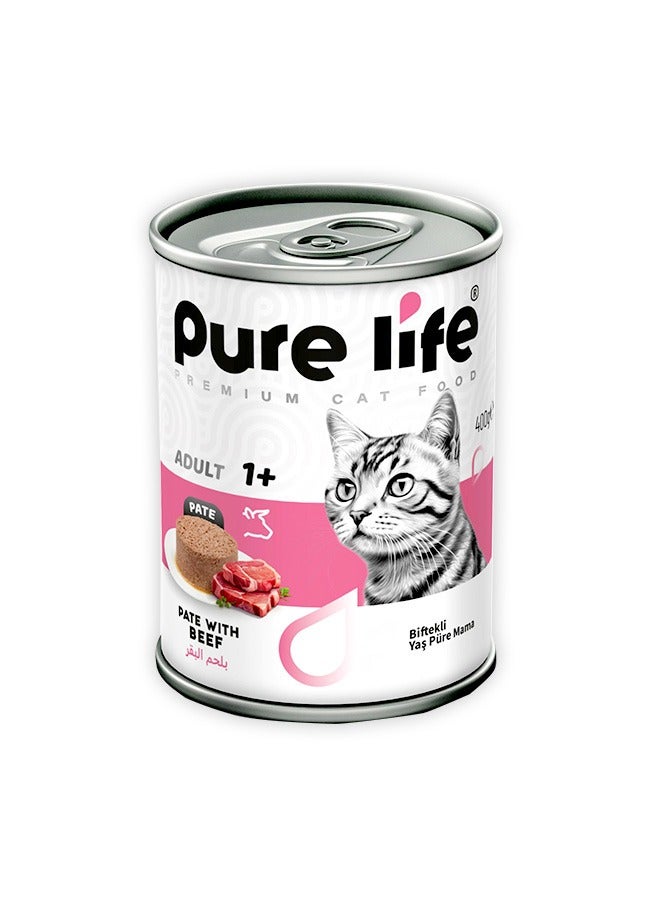 Pure Life Premium Pate With Beef Adult Cat Food - 400G - Image 1