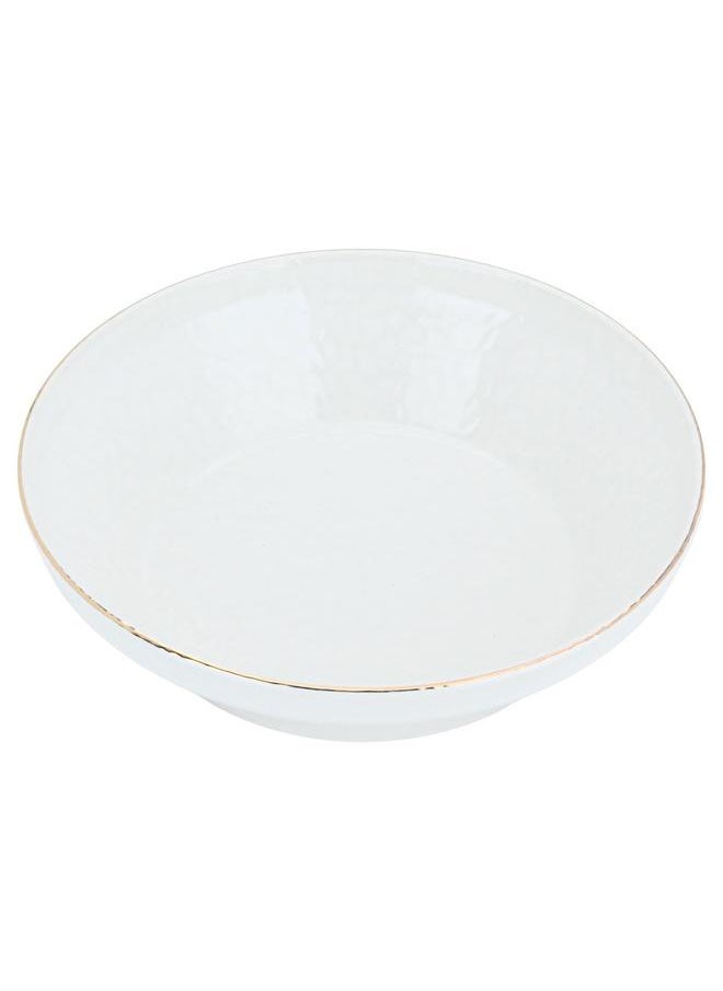 Alsaif Porcelain Serving Plate Round Deep 24 Cm White With Golden Font  - Image 2