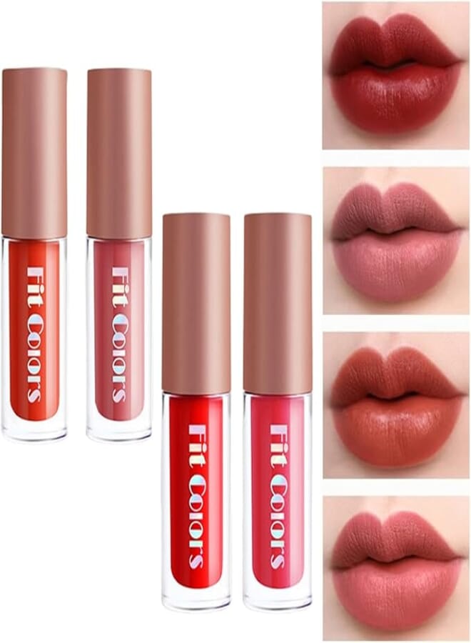 4PCS Lip Gloss Set,Tinted Lip Balm,Lipgloss,Lip Stain Long Lasting,Plumping Lip Gloss,Matte Lipstick Sets,Lip Plumper,Nude Lip Gloss,Liquid Lipsticks Set For Woman,Clear Lip Gloss Liquid Blush Brand: