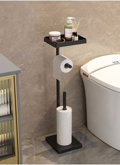 VarietyVoyageD Toilet Paper Holder Stand with Phone Shelf Bathroom Toliet Decor Decoration Tissue Paper Roll Holder Free Standing Storage for Bathroom Floor Standing Toilet Roll Dispenser  - Image 1