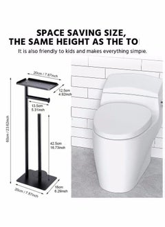 VarietyVoyageD Toilet Paper Holder Stand with Phone Shelf Bathroom Toliet Decor Decoration Tissue Paper Roll Holder Free Standing Storage for Bathroom Floor Standing Toilet Roll Dispenser  - Image 2