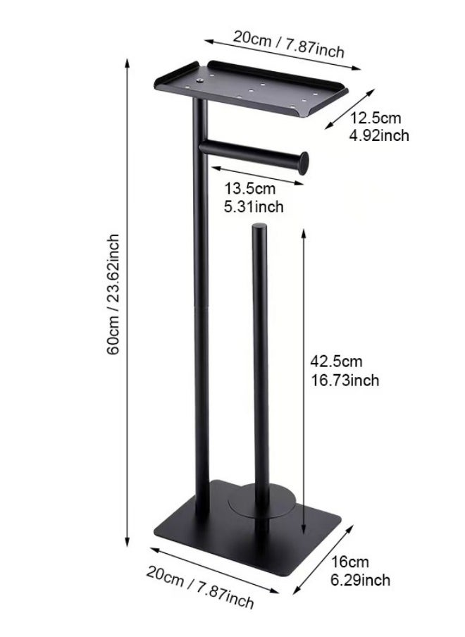 VarietyVoyageD Toilet Paper Holder Stand with Phone Shelf Bathroom Toliet Decor Decoration Tissue Paper Roll Holder Free Standing Storage for Bathroom Floor Standing Toilet Roll Dispenser  - Image 3
