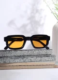 Woggles Designer Yellow Square Sunglasses| Men &amp; Women| 100% Uv Protection