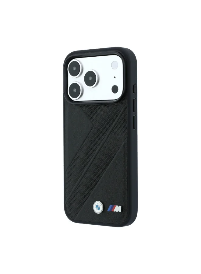 Bmw iPhone 18 Pro Max MagSafe Case with PU Textured Tire Track Finish and Metal Logos Hard Cover for iPhone