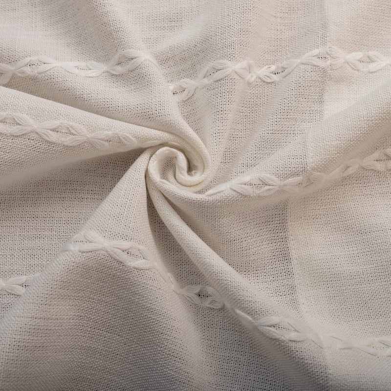 Deeprove White Boho Tassel Valance for Cafe Kitchen Decor  Bohemian Farmhouse Cream Cotton Linen Short Curtains French Country Window Treatments Tier Panel  W52 x L18  1 Piece - Image 3