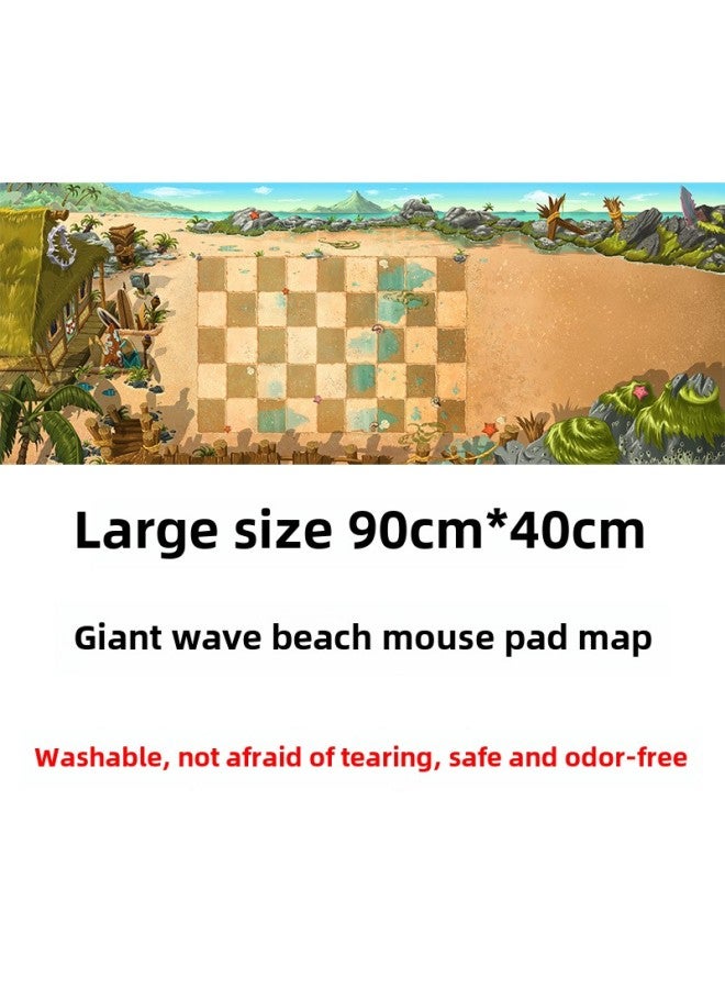 Plant Wars Map Accessories Non-slip Mouse Pad Map Generation Paper Map Cloth Texture Parent-child Interactive Map-Color:90*40 Wave Beach Mouse Pad Map (bag)  - Image 1