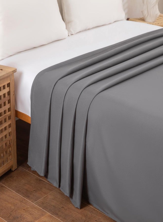 Hotella Twin Flat Sheet Only，66x96Inch Dark Gray - Ultra Soft Breathable Brushed Microfiber Top Sheet - Hotel Quality & Wrinkle-Free - Shrinkage, Fade Resistant - Easy Care Twin Sheets - Image 3
