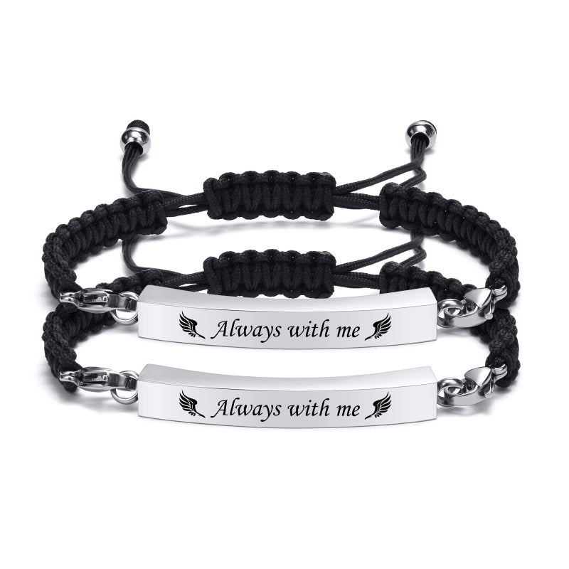 MPRAINBOW Adjustable Cremation Memorial Urn Bracelet - 2pcs Stainless Steel Cremation Manmade Braided Urn Bracelet Keepsake for Ashes with Fill Kit - Image 2