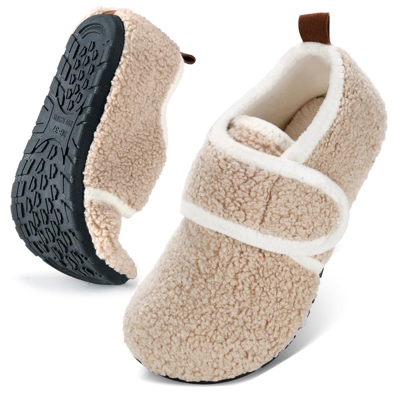 Regilt House Slippers for Women Men Slip on Indoor Barefoot Slippers Socks Cozy Fuzzy House Shoes Rubber Sole (Beige, US Footwear Size System, Adult, Women, Numeric Range, Medium, 7, 8) - Image 1