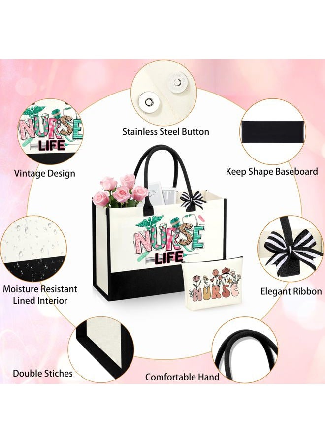 Dogmem Nurse Gifts Graduation Nurses Week Appreciation Set Canvas Bag Socks 16 Oz Can Glass - Image 3