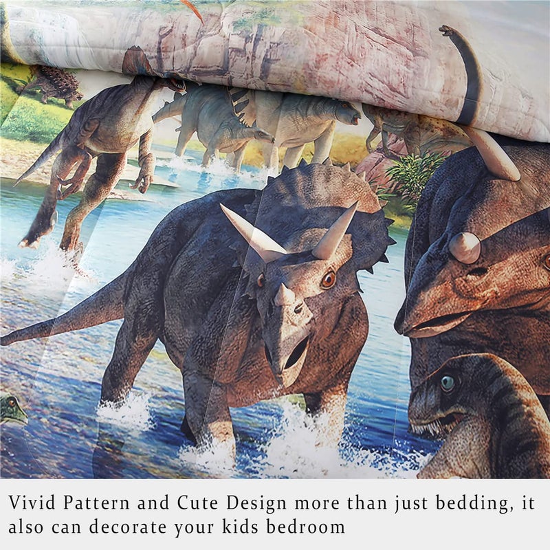 WINLIFE Dinosaur Twin Comforter Set Kids Bedding T-Rex 3D Jurassic Dinosaur Comforter Set for Boys Teen, Soft Lightweight Children Bed Sets (3 Pieces, Twin) - Image 4